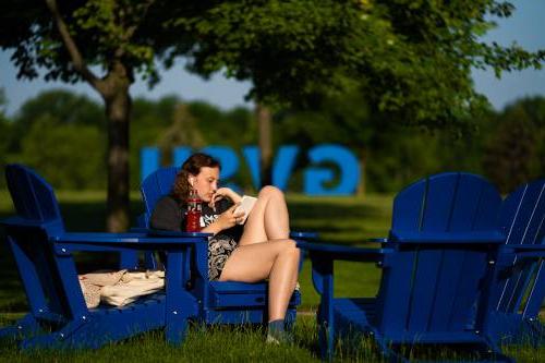 student studying in chair